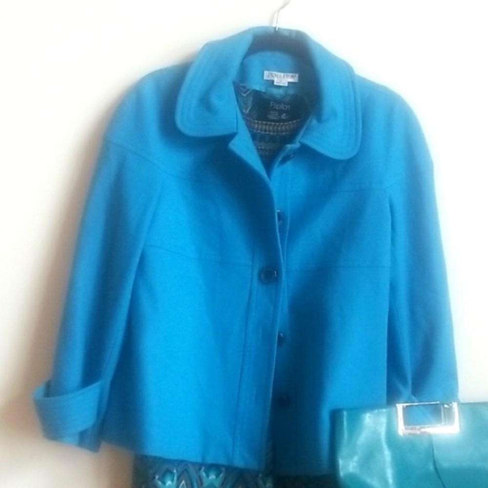 Pendleton wool Turquoise Jacket large buttons statement piece